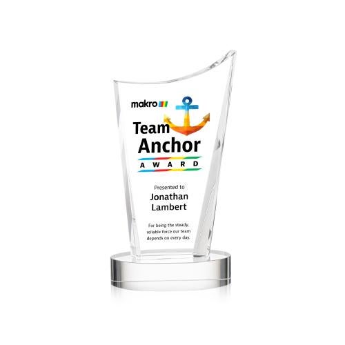 Corporate Awards - Crystal Awards - Burnett Full Color Clear on Alberton Base Peak Crystal Award