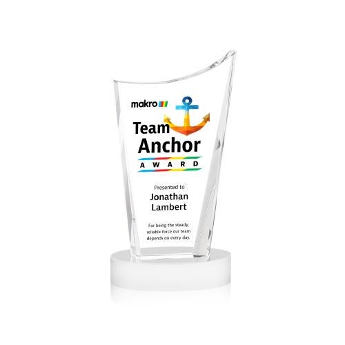 Corporate Awards - Crystal Awards - Burnett Full Color White on Alberton Base Peak Crystal Award