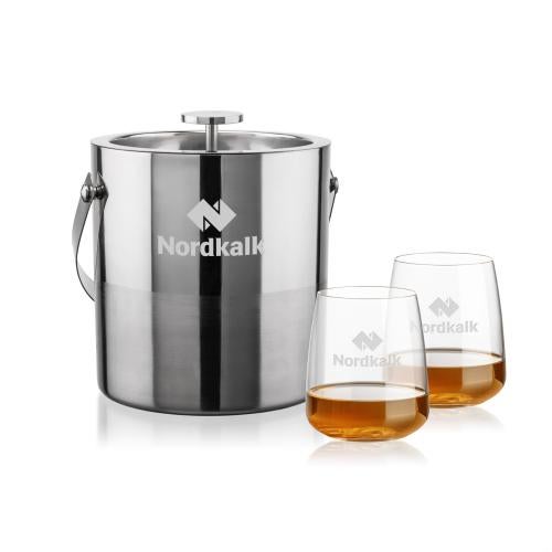 Corporate Recognition Gifts - Etched Barware - Catania Ice Bucket & Dunhill On-the-Rocks Set