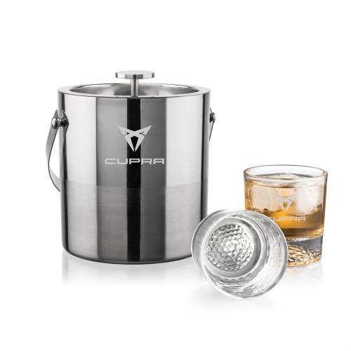 Corporate Recognition Gifts - Etched Barware - Catania Ice Bucket & Fairway On-the-Rocks Set