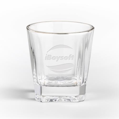 Corporate Recognition Gifts - Etched Barware - Santana Silver Rim OTR - Deep Etch
