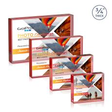 Verona Full Color Paperweight - Red - Crystal Paperweights