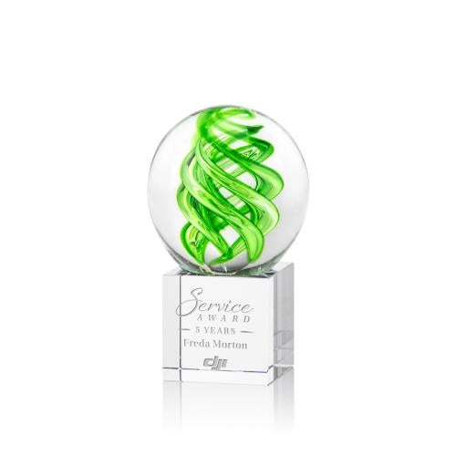 Corporate Awards - Glass Awards - Vortex Clear on Granby Base Spheres Glass Award