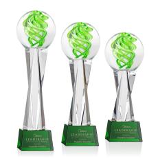 Vortex Green on Grafton Base Spheres Glass Award - Art Glass Awards