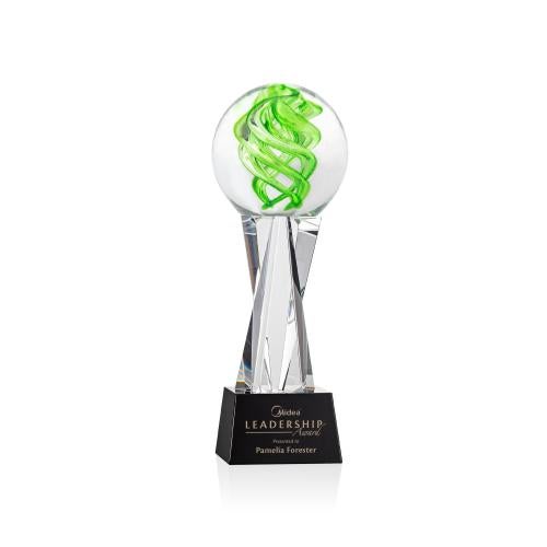 Corporate Awards - Glass Awards - Vortex Black on Grafton Base Spheres Glass Award