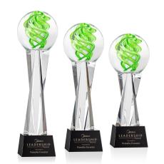 Vortex Black on Grafton Base Spheres Glass Award - Art Glass Awards