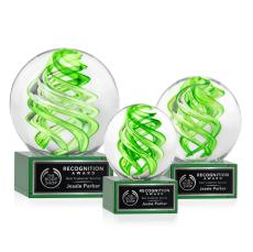 Vortex Green on Hancock Base Spheres Glass Award - Employee Awards