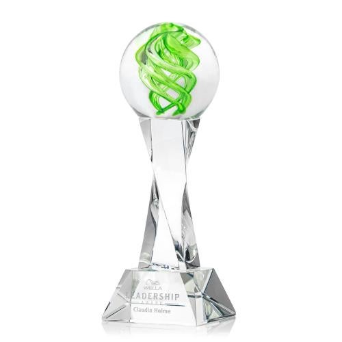 Corporate Awards - Glass Awards - Vortex Clear on Langport Base Spheres Glass Award