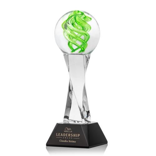 Corporate Awards - Glass Awards - Vortex Black on Langport Base Spheres Glass Award