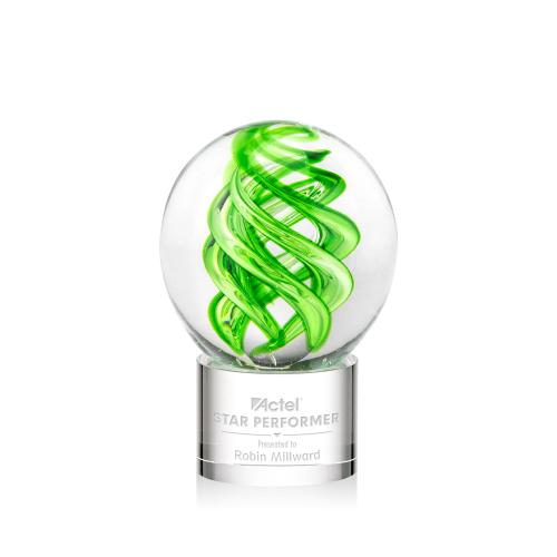 Corporate Awards - Glass Awards - Vortex Clear on Marvel Base Spheres Glass Award