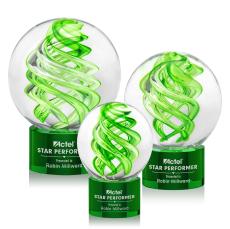 Vortex Green on Marvel Base Spheres Glass Award - Glass Awards
