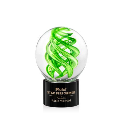 Corporate Awards - Glass Awards - Vortex Black on Marvel Base Spheres Glass Award