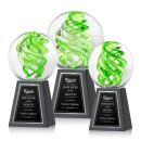 Vortex Black on Tall Marble Base Spheres Glass Award