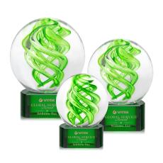 Vortex Green on Paragon Base Spheres Glass Award - Employee Awards