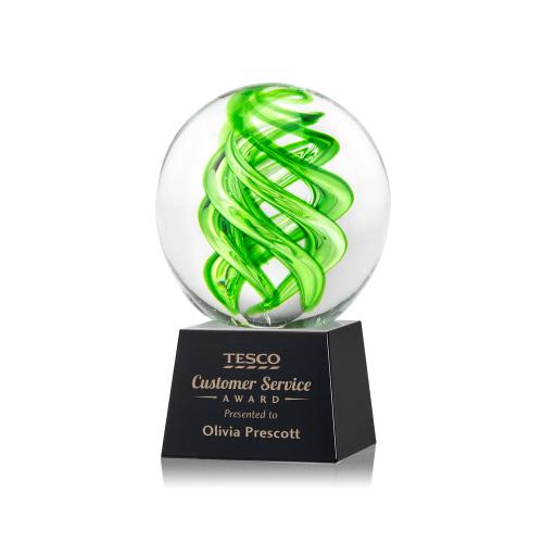 Corporate Awards - Glass Awards - Vortex Black on Robson Base Spheres Glass Award