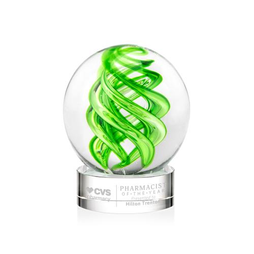 Corporate Awards - Glass Awards - Vortex Clear on Stanrrich Base Spheres Glass Award