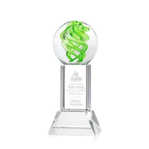 Corporate Awards - Glass Awards - Vortex Clear on Stowe Base Spheres Glass Award