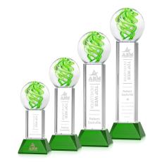 Vortex Green on Stowe Base Spheres Glass Award - Employee of the Month Awards