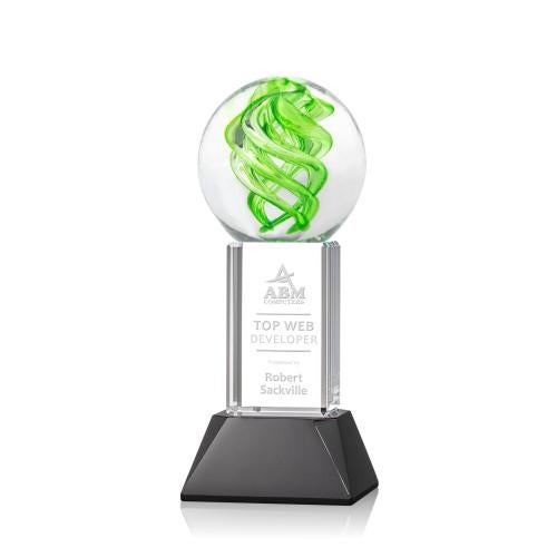 Corporate Awards - Glass Awards - Vortex Black on Stowe Base Spheres Glass Award