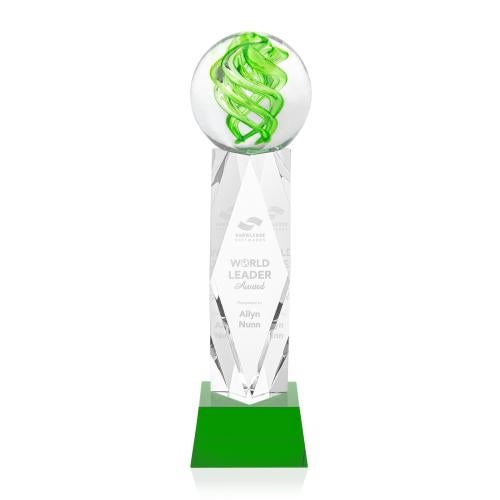 Corporate Awards - Glass Awards - Vortex Green on Toscana Base Spheres Glass Award