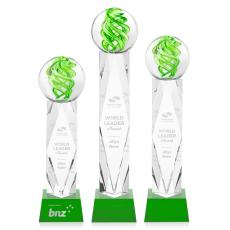 Vortex Green on Toscana Base Spheres Glass Award - Employee of the Month Awards