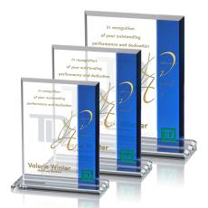 Claremont Blue Rectangle Crystal Award - Glass Awards