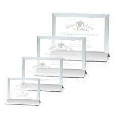 Rainsworth Jade/Silver (Horizontal) Rectangle Glass Award - Corporate Awards