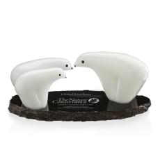 Polar Bear Family of 3 Animals Glass Award - Art Glass Awards