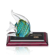 Davos Fish Animals on Rosewood Base Glass Award - Art Glass Awards