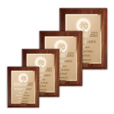 Etch/Frosted Plaq - Walnut Cove Edge/Gold - Wood Plaques