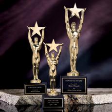 Star Achievement Star on Marble Metal Award - Crystal Star Awards