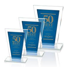 Heckel Blue Rectangle Crystal Award - Corporate Awards