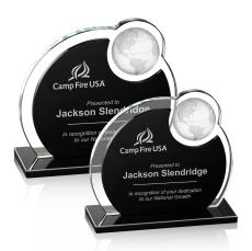 Riccarda Globe Black Spheres Crystal Award - Crystal Awards