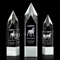 Coventry 3D White Obelisk Crystal Award - 3D Laser Engraved
