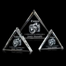 Tideswell 3D Pyramid Crystal Award - 3D Laser Engraved