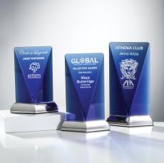 Rubicon Blue Obelisk Crystal Award - Metal Awards
