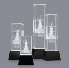 Robson 3D Black on Base Obelisk Crystal Award - Crystal Awards