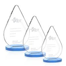 Glenhazel Sky Blue Crystal Award - Colored Glass Awards