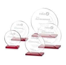 Victoria Red Circle Crystal Award - Colored Glass Awards