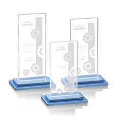 Santorini Sky Blue Rectangle Crystal Award - Crystal Awards
