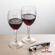 Swiss Force Opener & Carberry Wine - Etched Barware