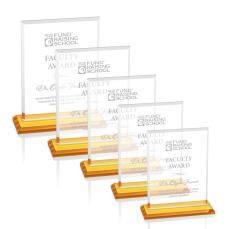 Vitalia Amber Rectangle Crystal Award - Glass Awards