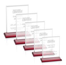 Vitalia Red  Rectangle Crystal Award - Glass Awards