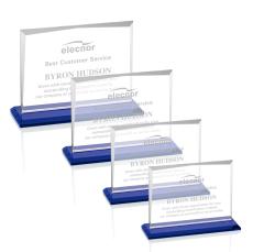Lismore Blue  Rectangle Crystal Award - Glass Awards