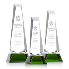 Rustern Green  on Base Obelisk Crystal Award - Sales Awards