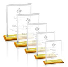 Denison Amber Rectangle Crystal Award - Glass Awards