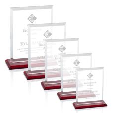 Denison Red  Rectangle Crystal Award - Glass Awards