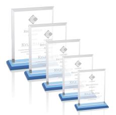 Denison Sky Blue Rectangle Crystal Award - Crystal Awards