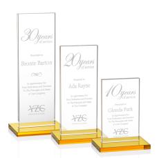 Heathrow Amber Rectangle Crystal Award - Colored Crystal