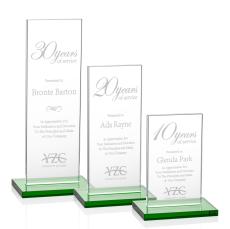Heathrow Green Rectangle Crystal Award - Crystal Awards